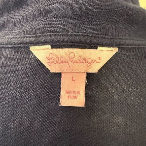 Lilly Pulitzer Women's L Blue Open Front Cardigan Sweater Long Sleeve - Picture 3 of 4